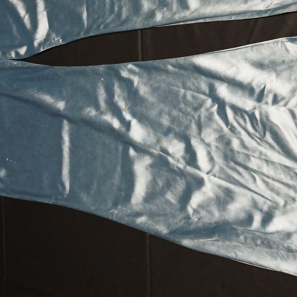 Dolls Kill Sugar Thrillz Cloudy Exes & OMGs Blue Satin & Marabou Flare Pants XXL - Picture 4 of 15